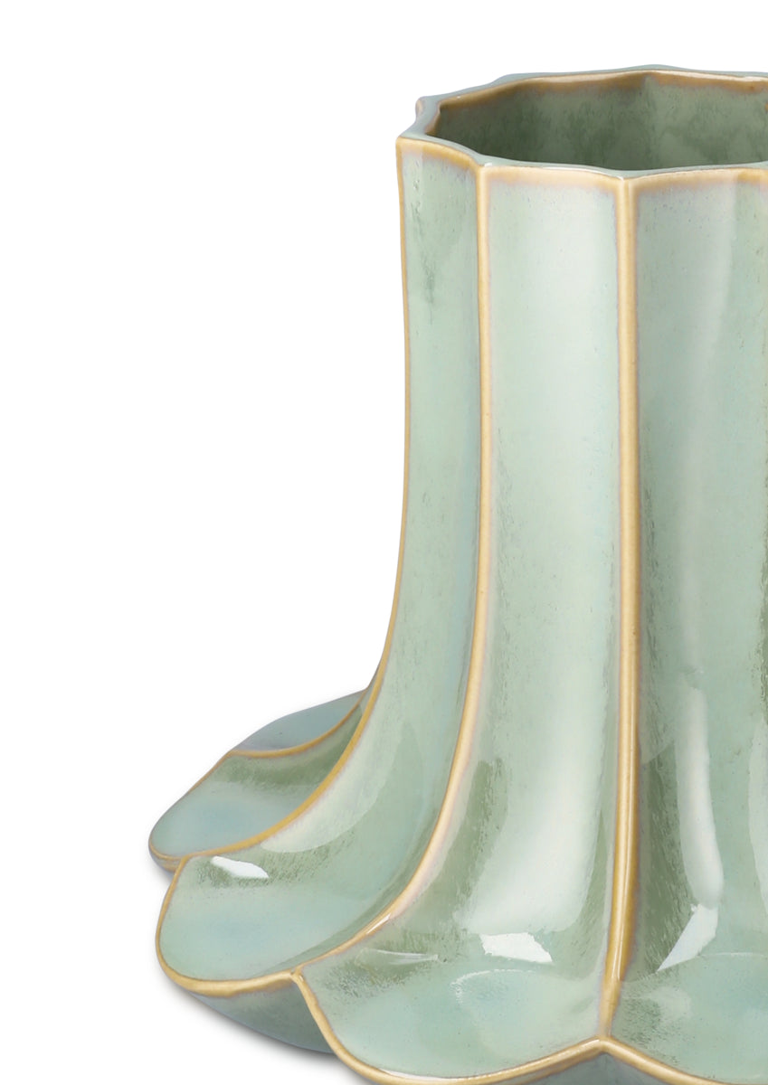 Kantarel vase, grøn - H20,5 cm